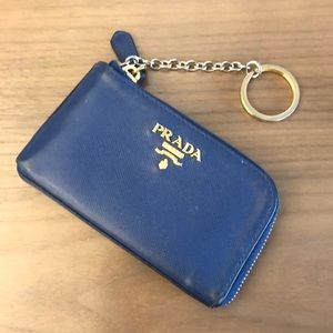Women's Prada Saffiano Leather Blue Coin Purse